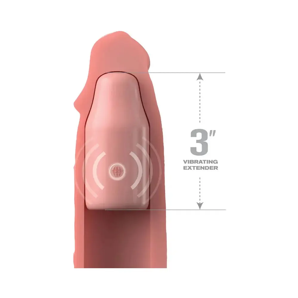 Vibrating Penis Sleeve Sex Toy 9 inch Silicone Penis Extender Extension Sleeve