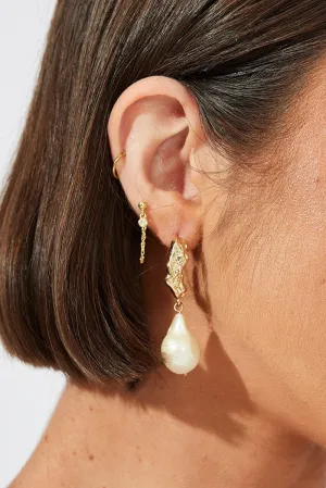White Faux Pearl Earrings