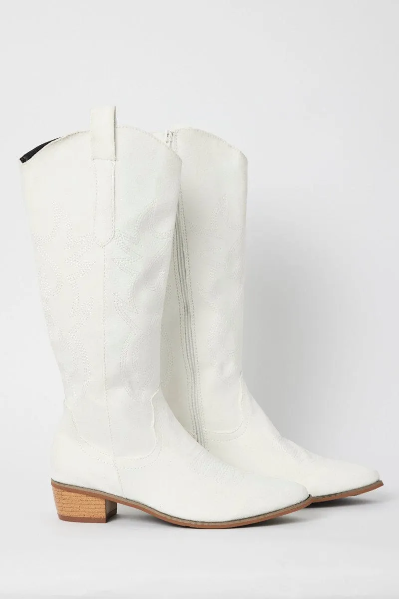 White Western Boots