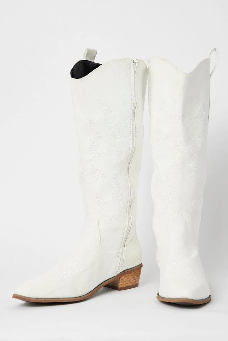 White Western Boots