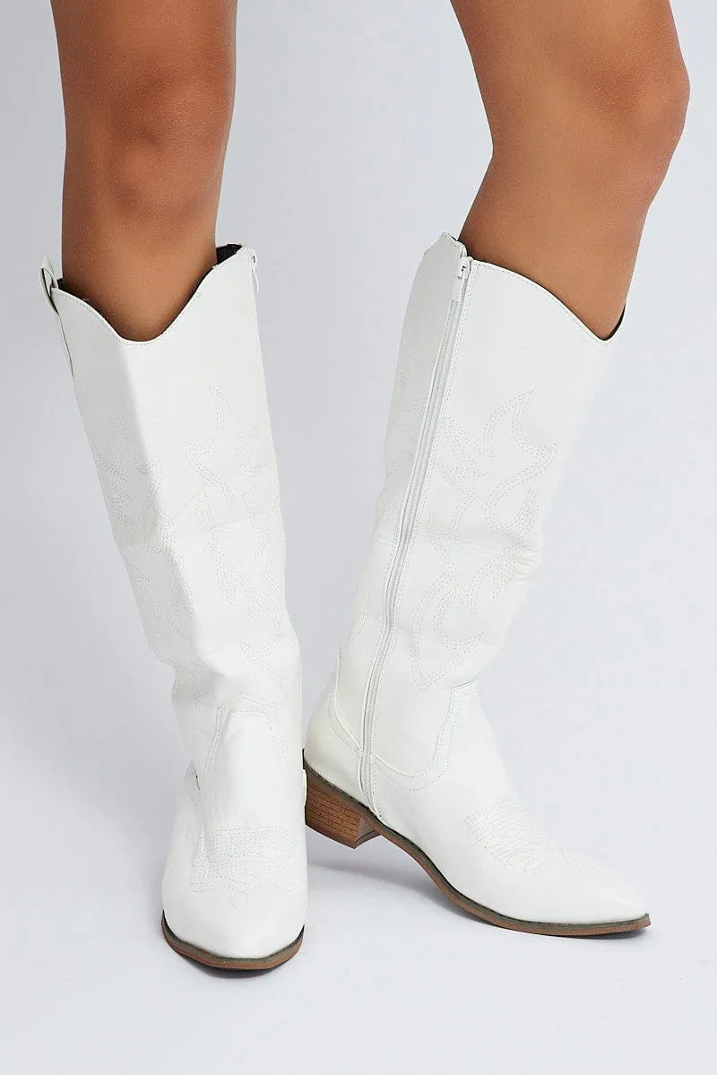 White Western Boots