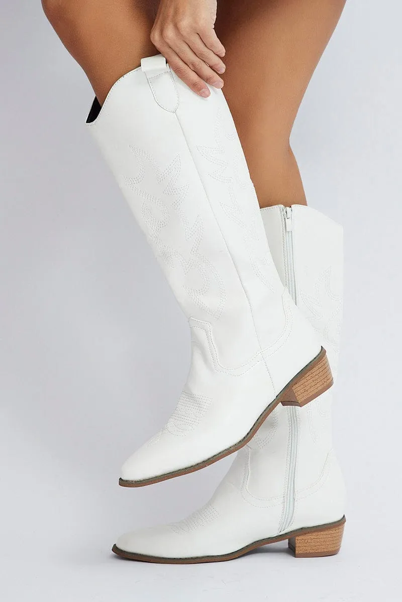White Western Boots