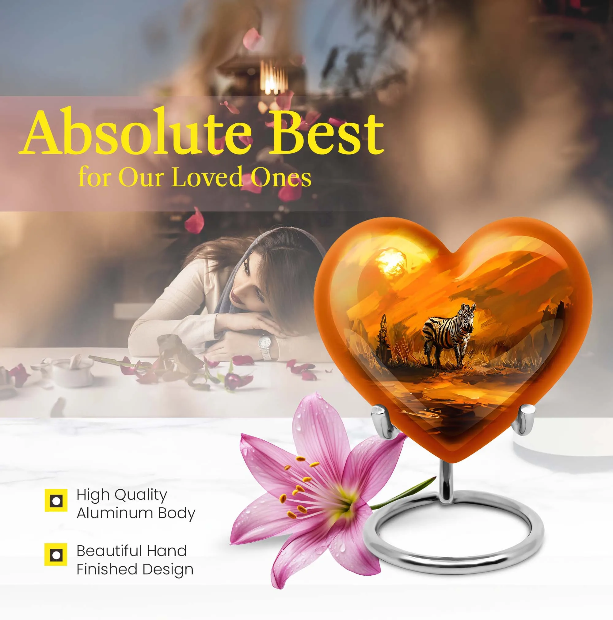 Zebra Large Urn - A dignified tribute to adults with memorial urns